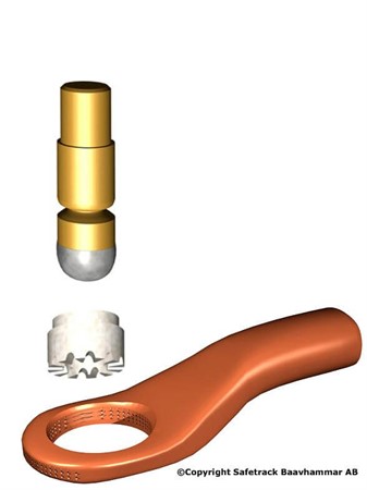 Kabelsko 10mm². kpl m. lodpinne, ring. Kit med 100st