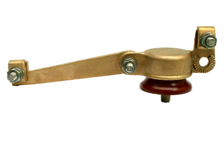Single holder for contact wire in curve with 5/8 thread