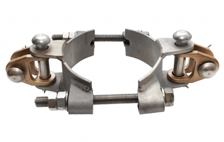Double sleeve with clevis L37 on pole dia. 168 mm (stainless steel)